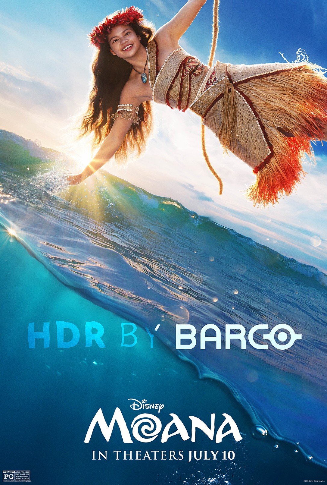 Pôster de ação ao vivo de Moana para HDR da Barco