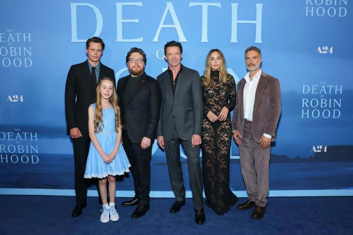 Hugh Jackman na estreia de A Morte de Robin Hood