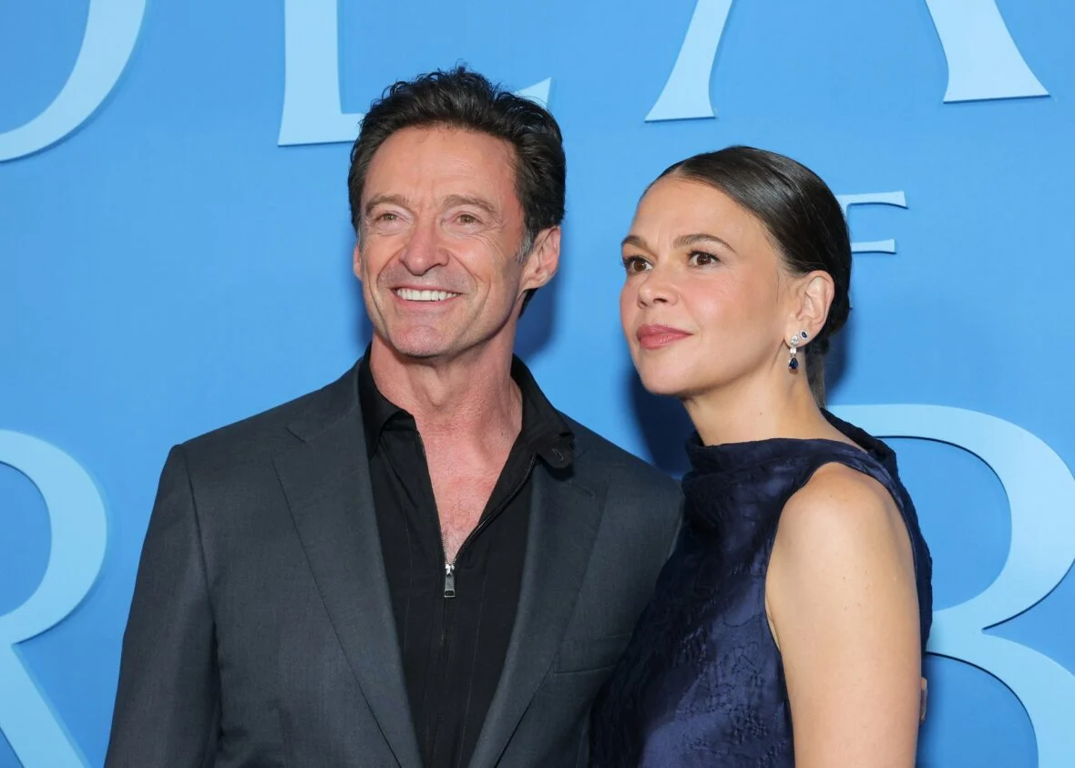 Hugh Jackman na estreia de A Morte de Robin Hood
