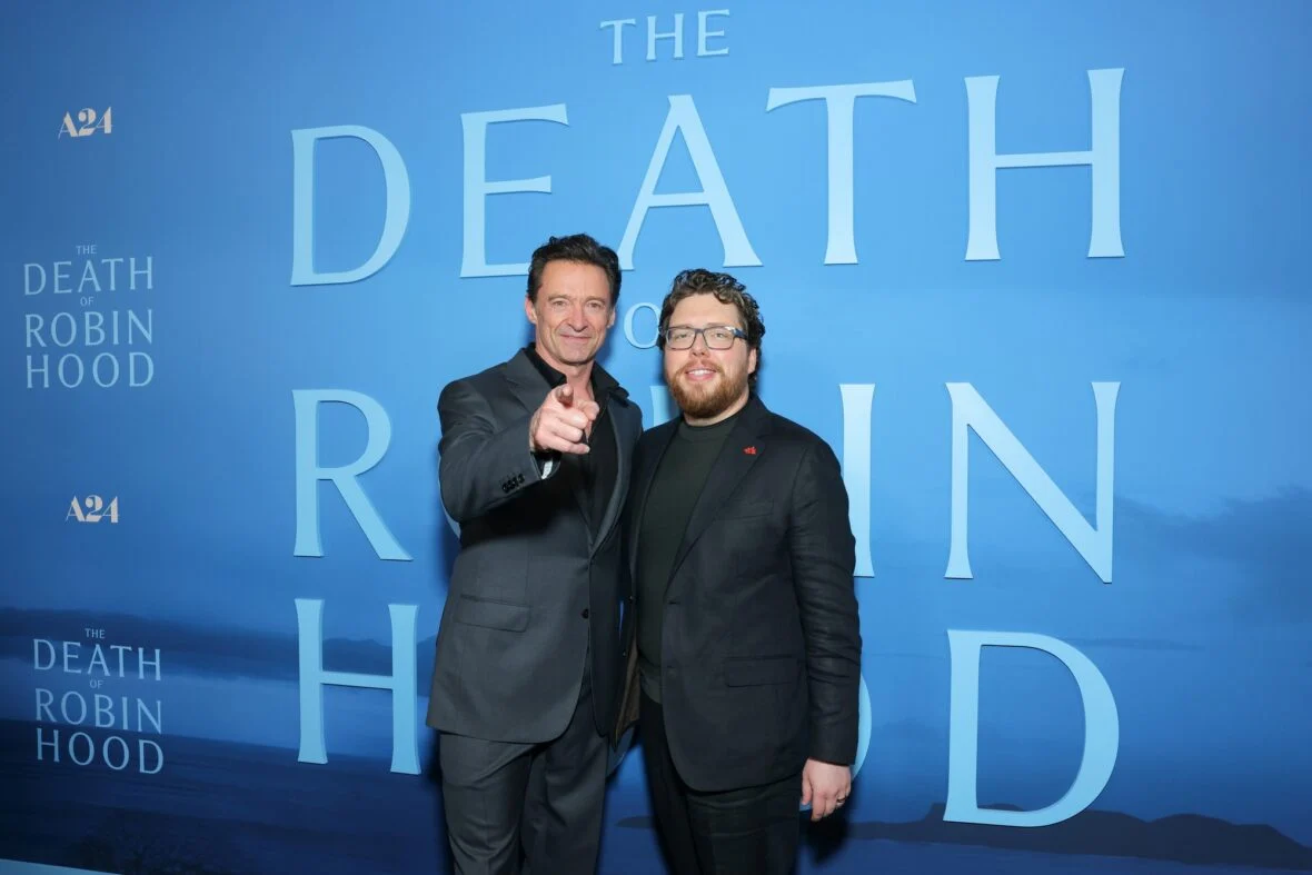 Hugh Jackman na estreia de A Morte de Robin Hood