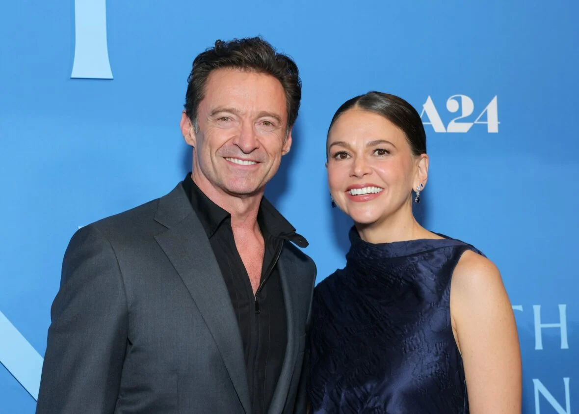 Hugh Jackman na estreia de A Morte de Robin Hood