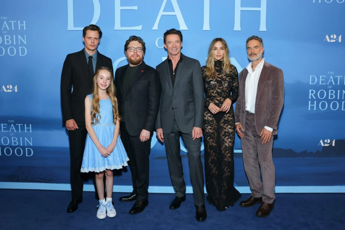 Hugh Jackman na estreia de A Morte de Robin Hood