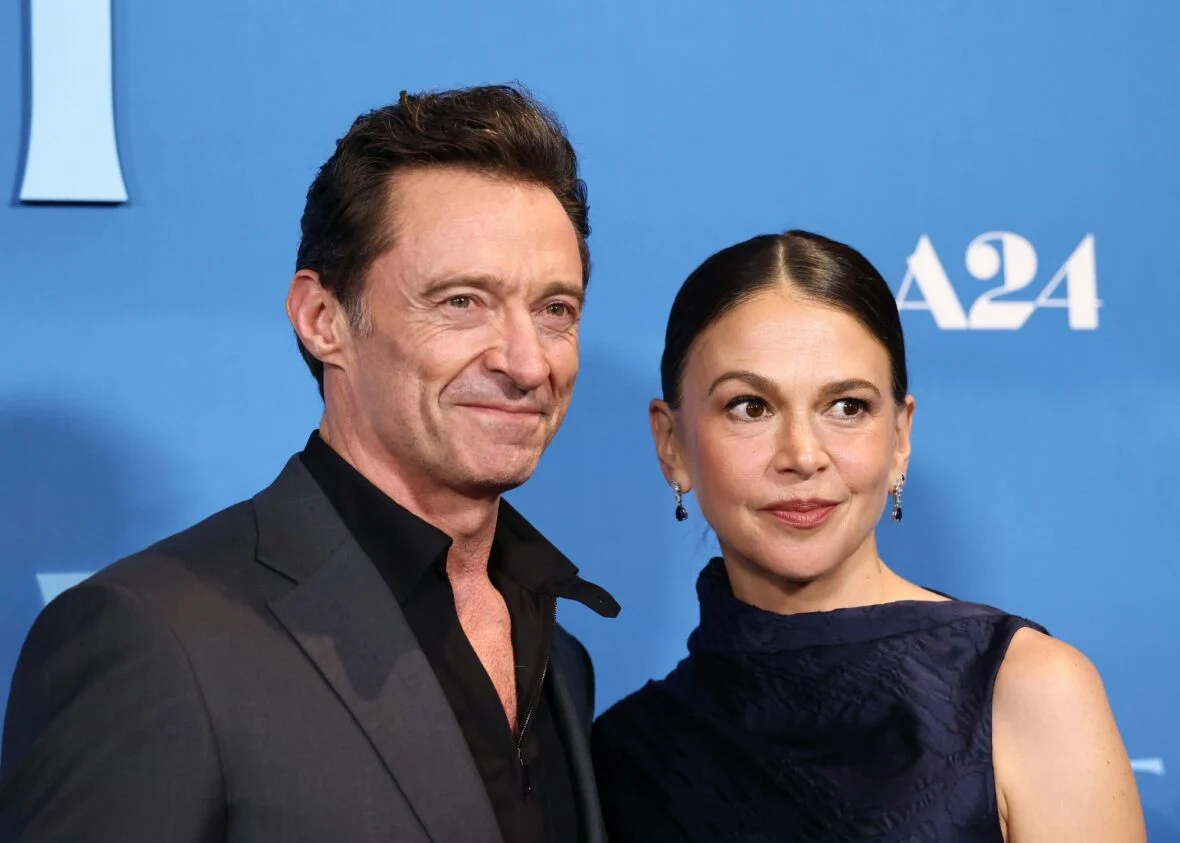 Hugh Jackman na estreia de A Morte de Robin Hood