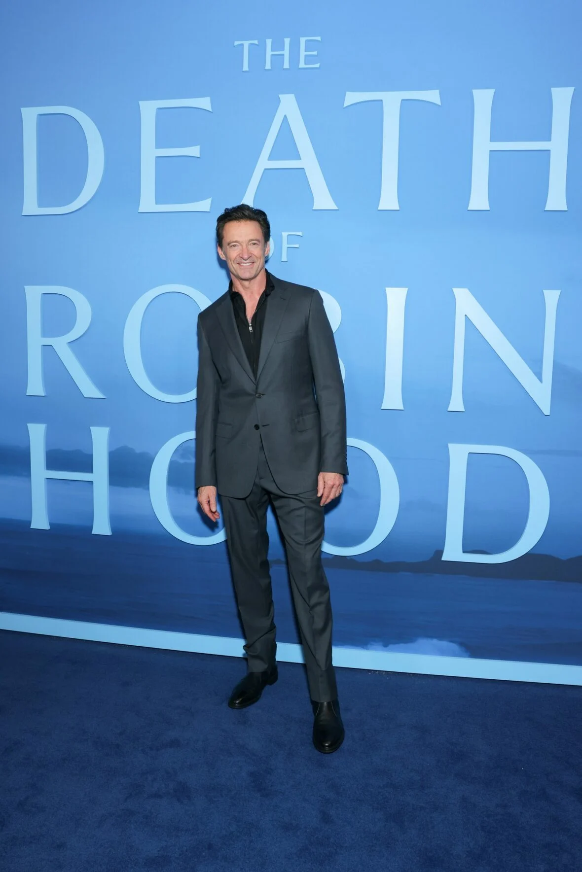 Hugh Jackman na estreia de A Morte de Robin Hood