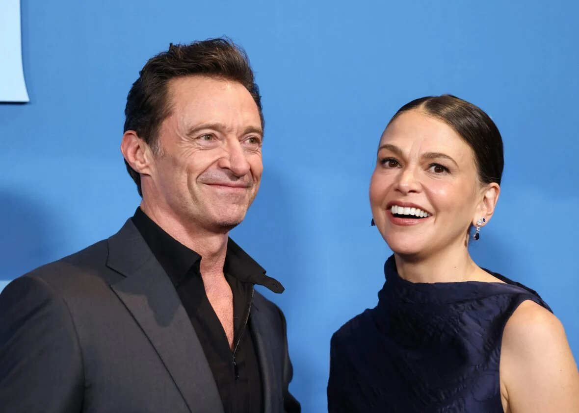 Hugh Jackman na estreia de A Morte de Robin Hood