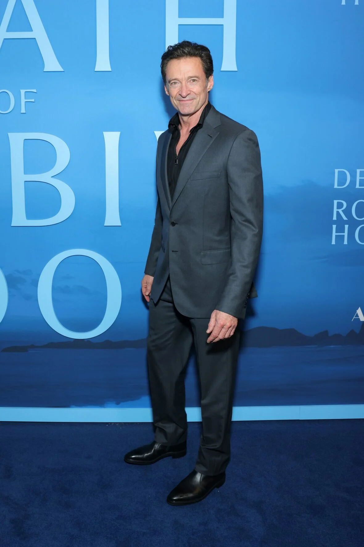 Hugh Jackman na estreia de A Morte de Robin Hood