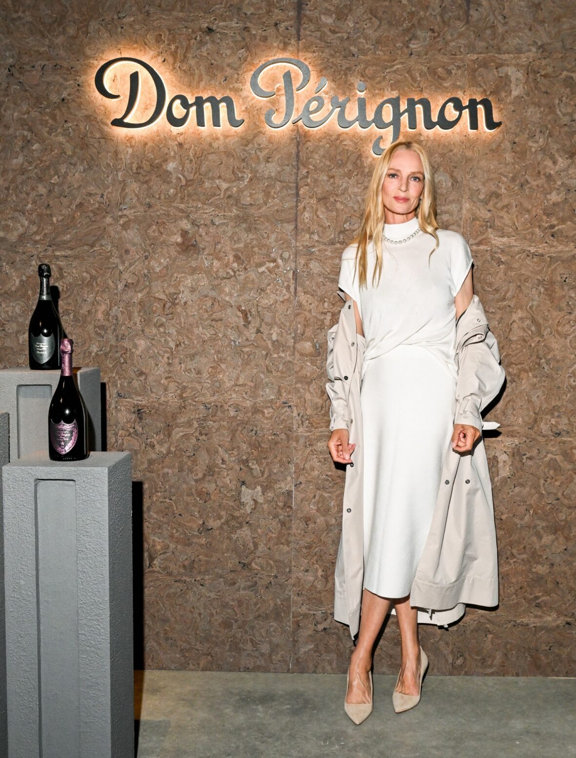 Uma Thurman no evento Dom Perignon