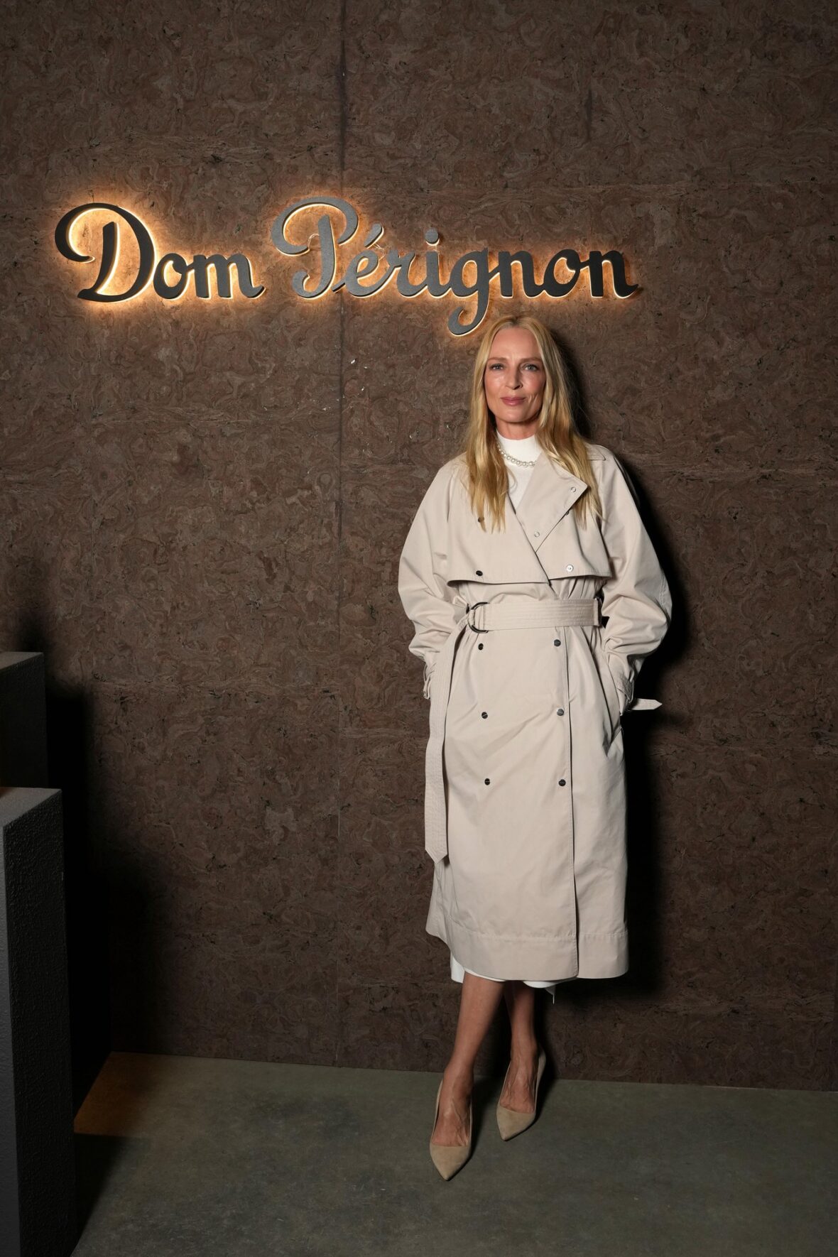 Uma Thurman no evento Dom Perignon