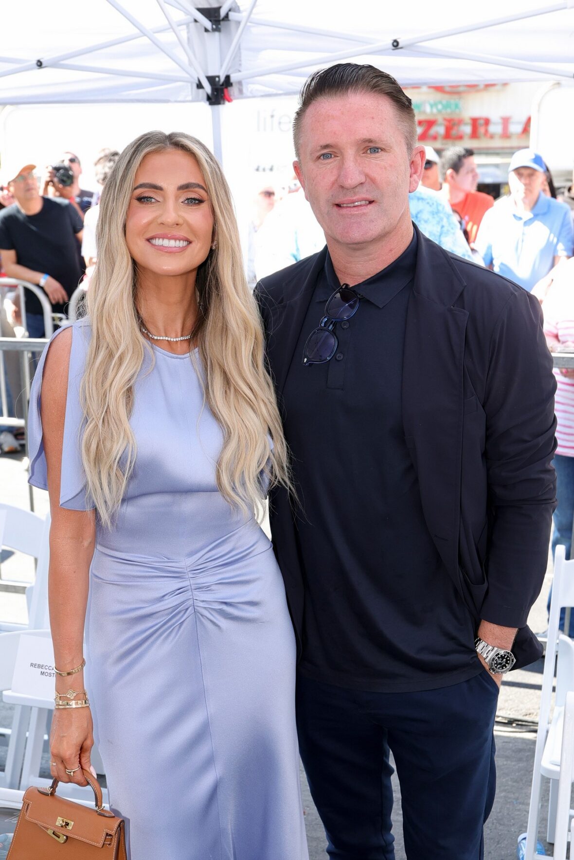 Robbie e Claudine Keane na cerimônia da estrela de David Beckham