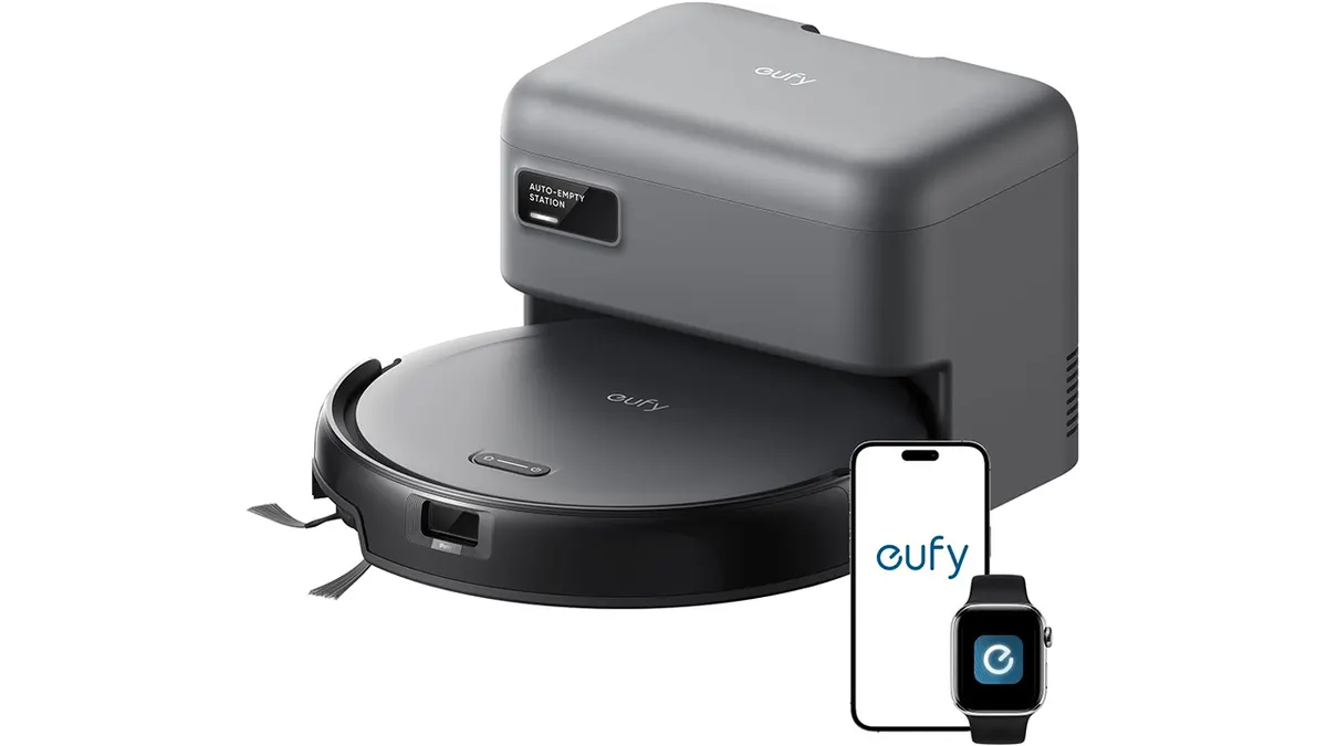 This hands-free vacuum features a self-emptying station that automatically disposes of debris.