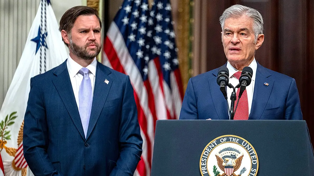 Mehmet Oz and Vice President JD Vance attend White House anti-fraud briefing.