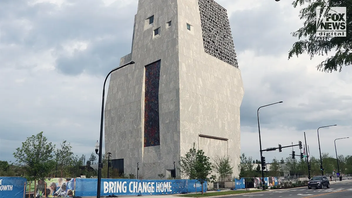Bring Change Home banner outside the Obama Presidential Center.