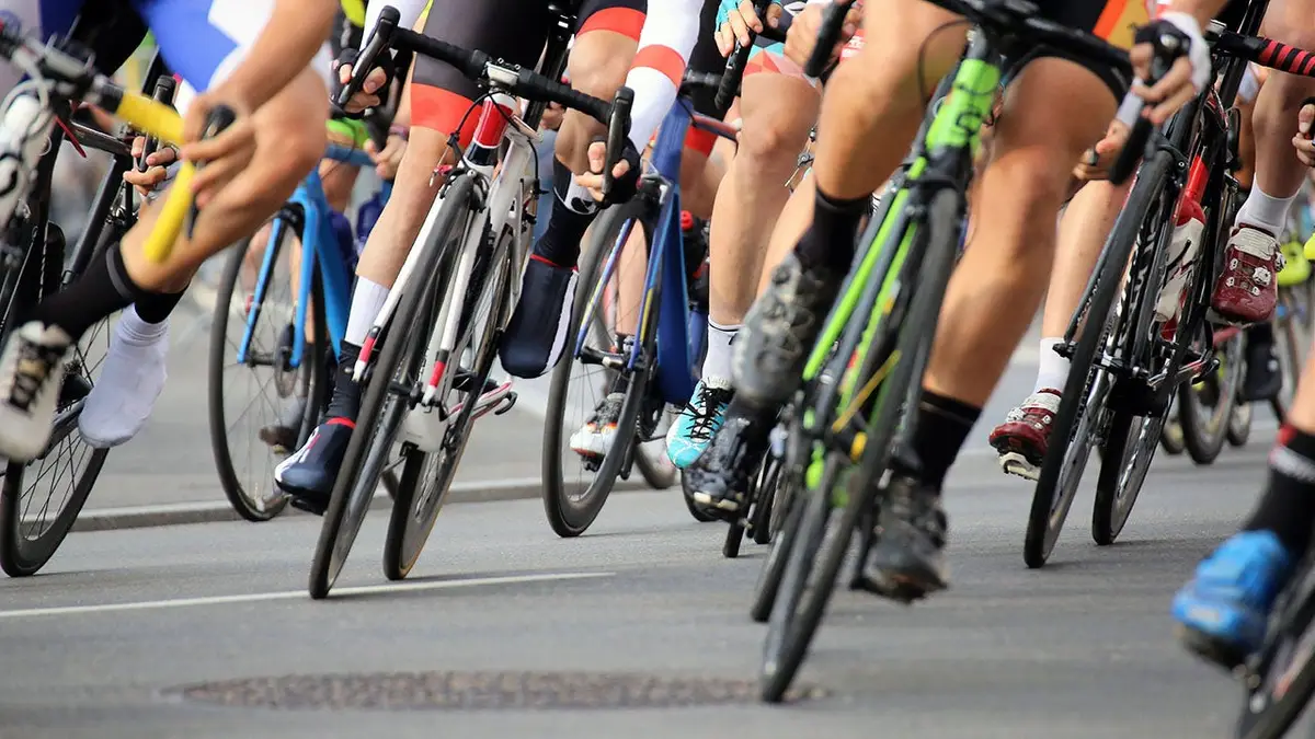 Cyclists involved in a crash during a race