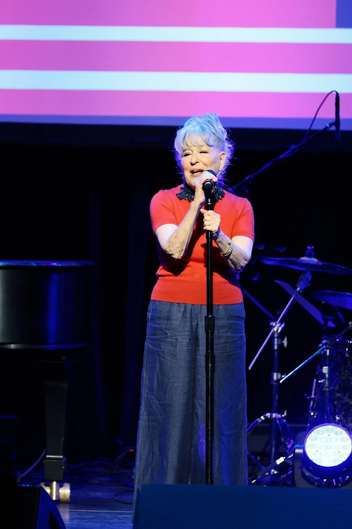 Bette Midler se apresenta no palco durante Rise Up, Sing Out: Um Concerto para a Primeira Emenda