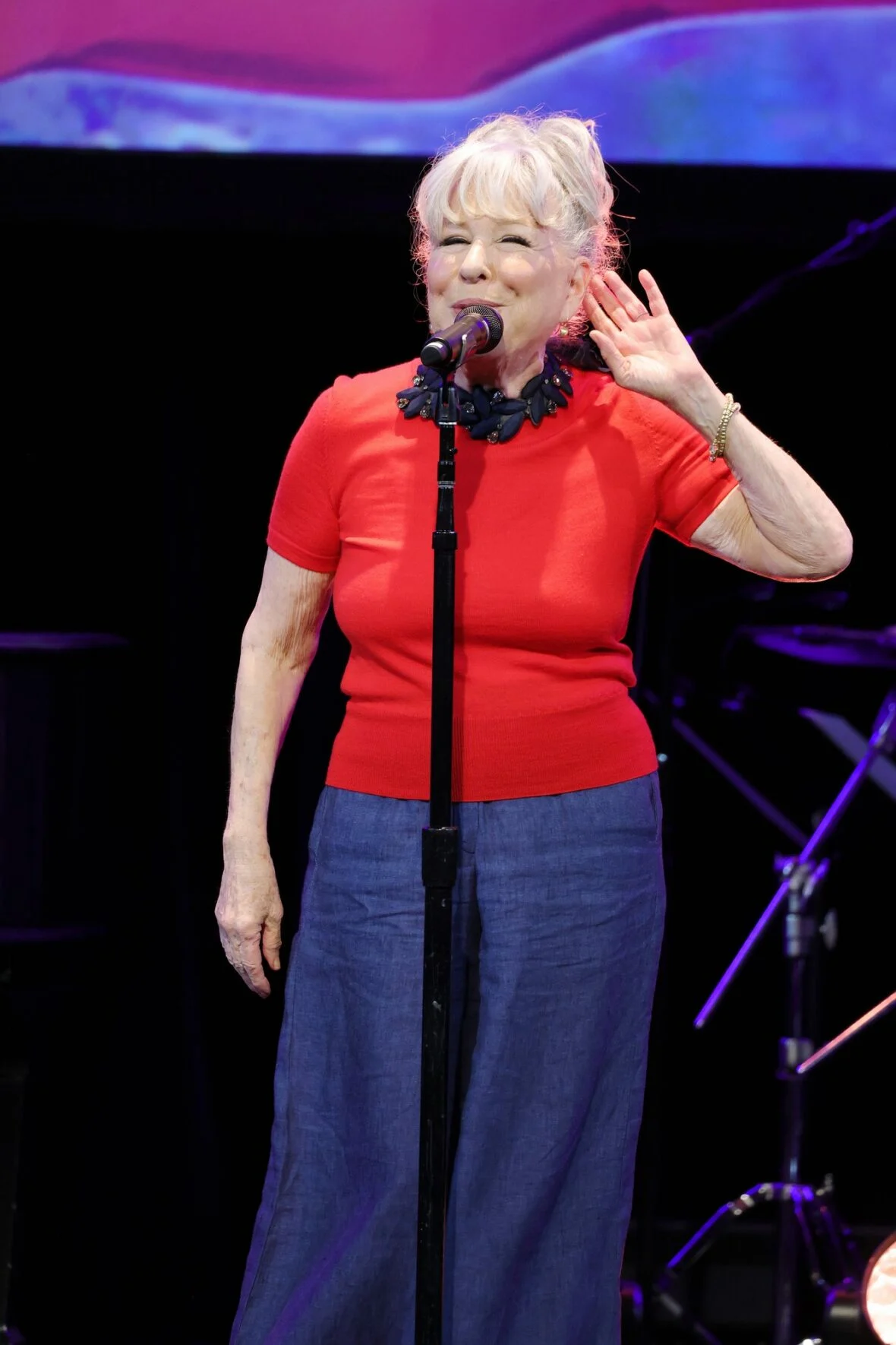 Bette Midler se apresenta no palco durante Rise Up, Sing Out: Um Concerto para a Primeira Emenda