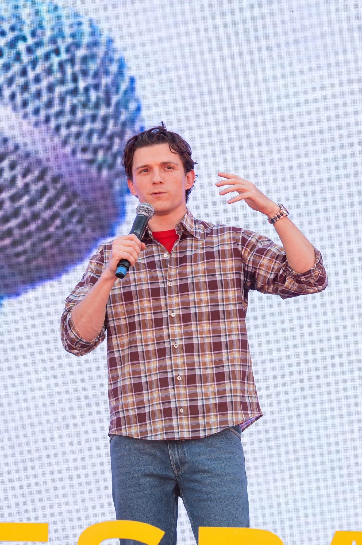 Tom Holland na comemoração do lançamento da Copa do Mundo da Seleção Espanhola de Futebol