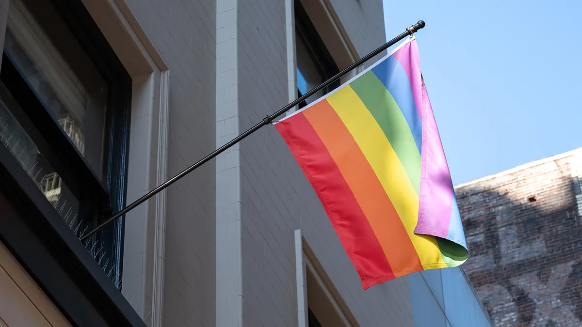 Rainbow flag outside office