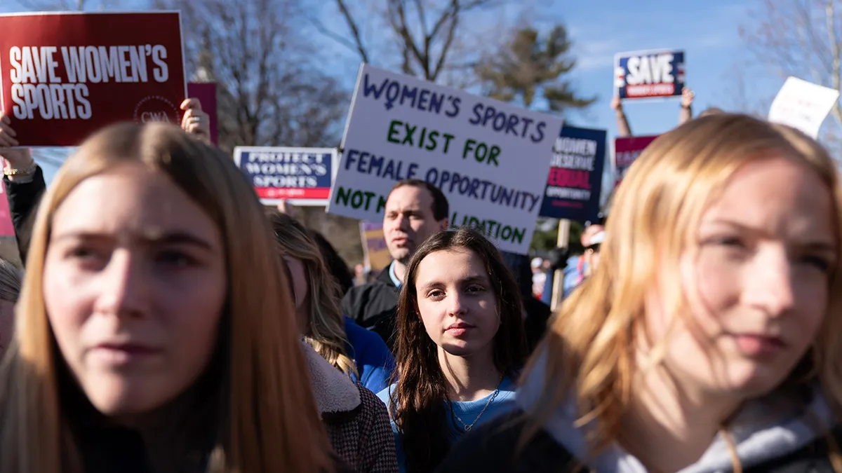 Protesters gathering outside the Supreme Court building in Washington D.C.