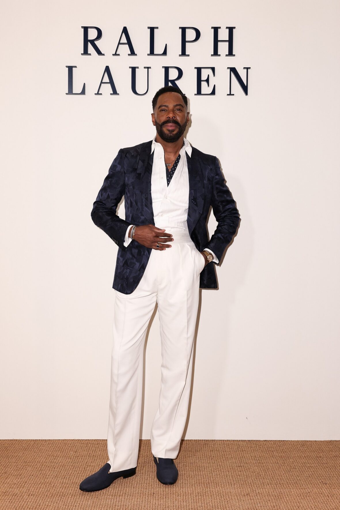 Celebridades participando do desfile da Ralph Lauren em Milão