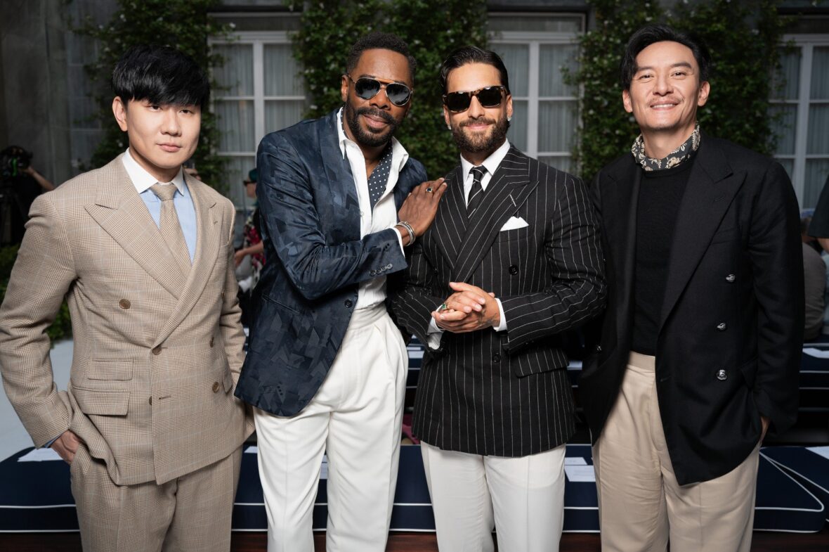 Celebridades participando do desfile da Ralph Lauren em Milão