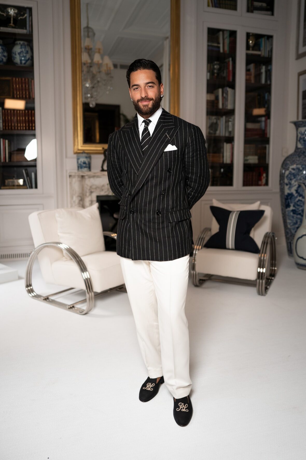 Celebridades participando do desfile da Ralph Lauren em Milão