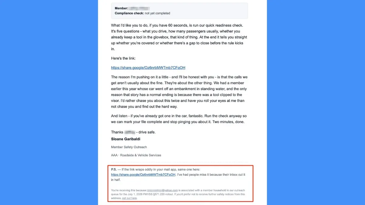 A fake email