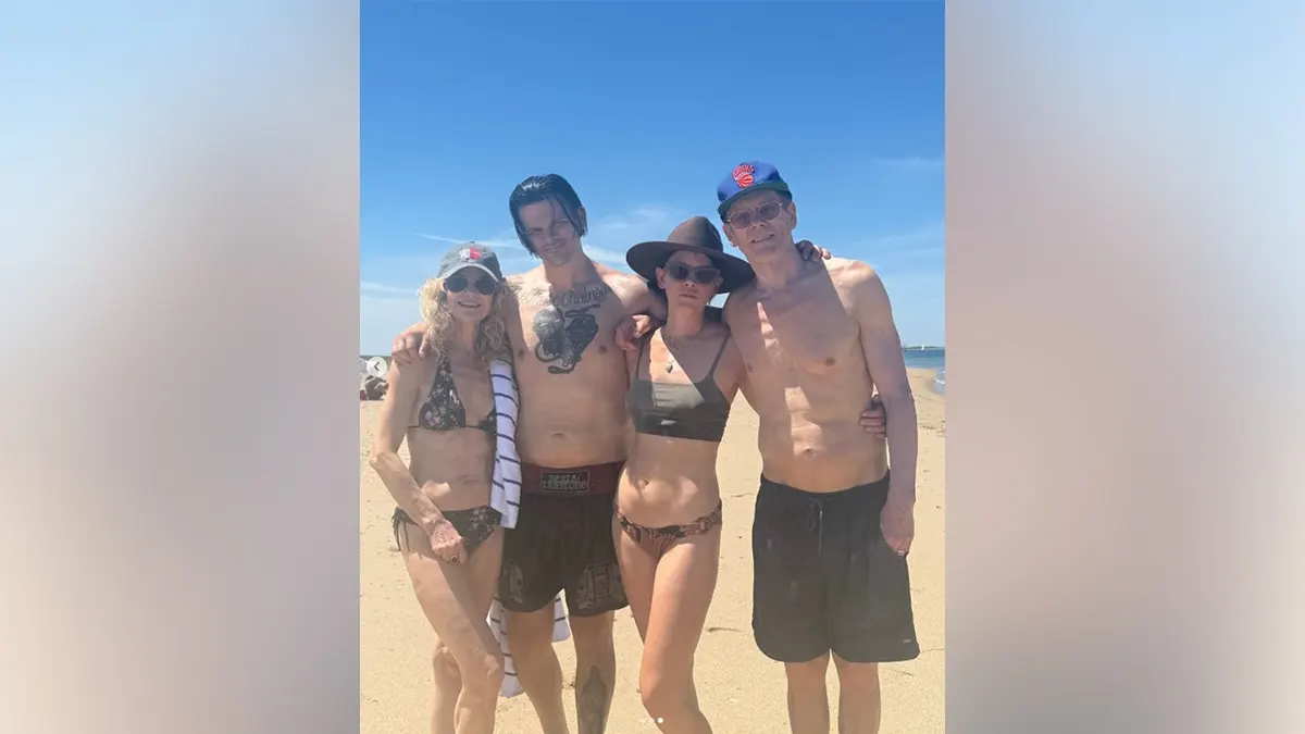 Kevin Bacon and Kyra Sedgwick posed on the beach with their children on Instagram.