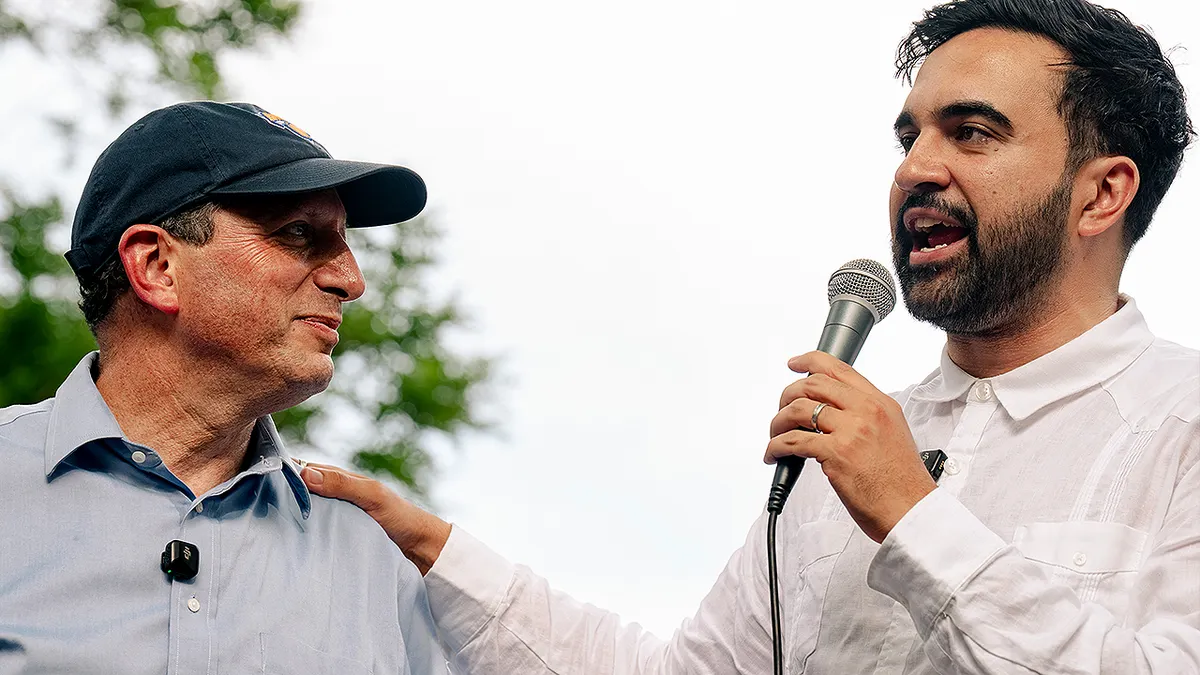 NYC Mayor Zohran Mamdani speaks alongside former NYC comptroller Brad Lander