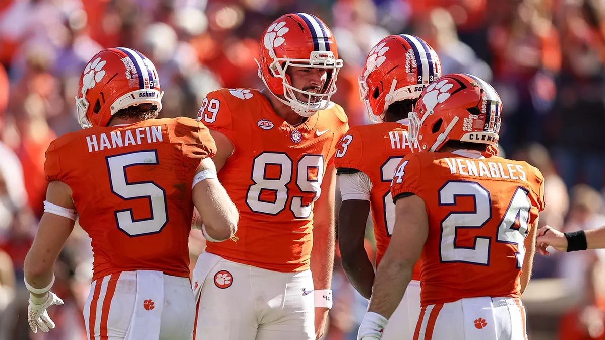 Jack Smith of the Clemson Tigers reacting during a football game at Memorial Stadium.