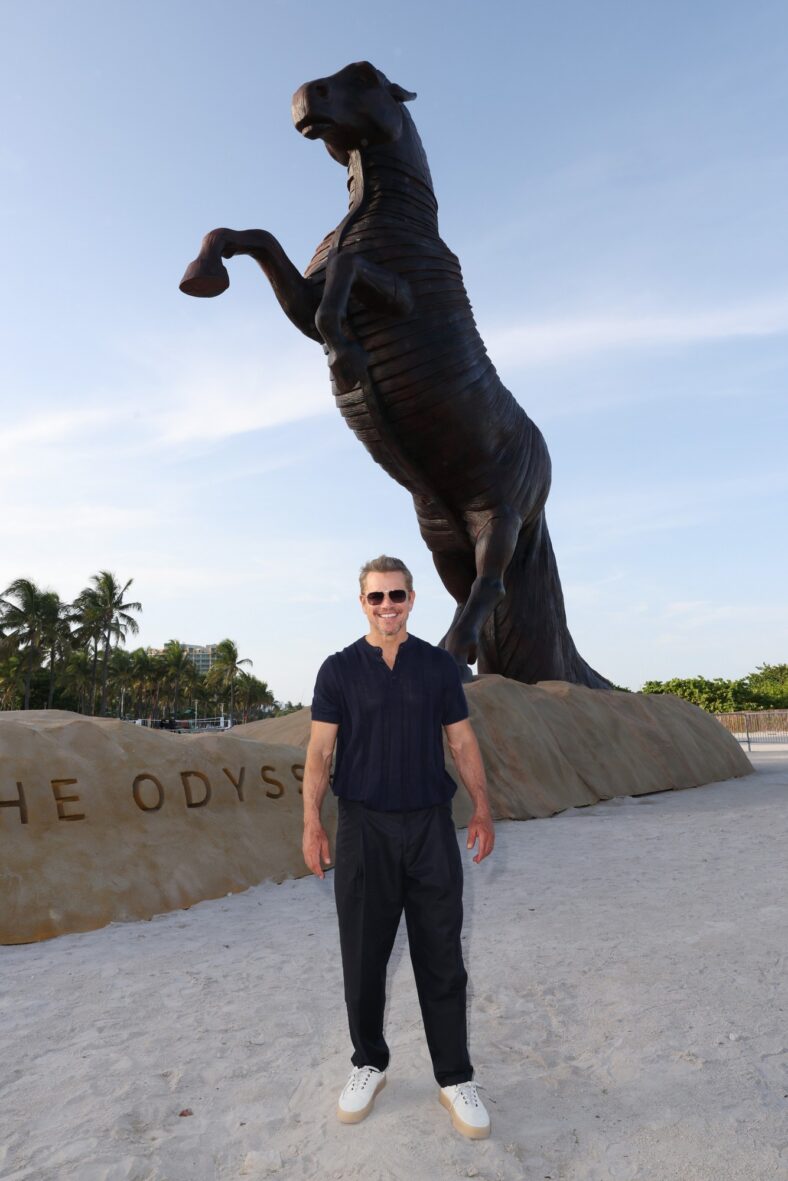 Matt Damon na chamada fotográfica do The Odyssey