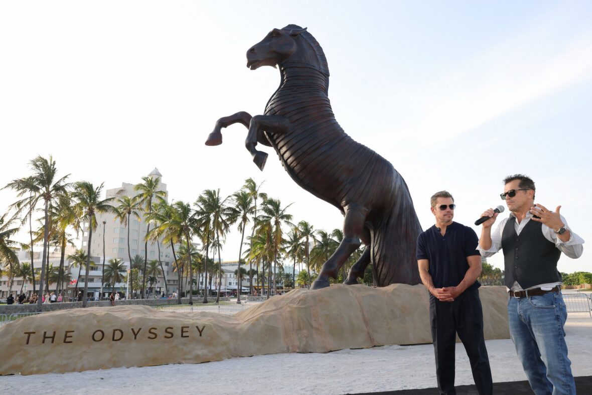 Matt Damon na chamada fotográfica do The Odyssey