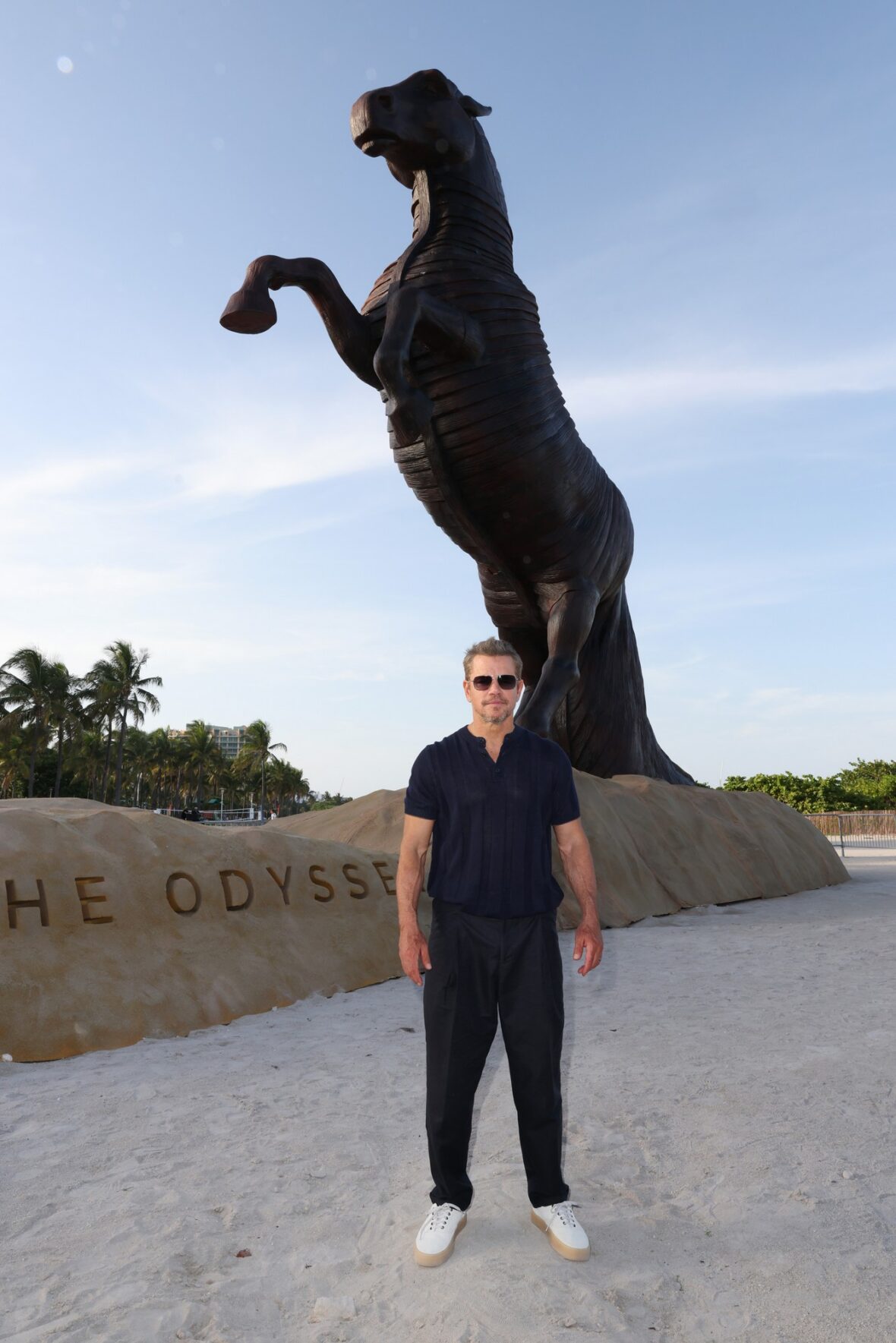 Matt Damon na chamada fotográfica do The Odyssey