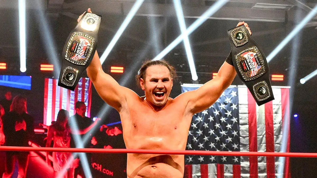 Matt Hardy participates in the U.S. vs. Canada Border Brawl in Niagara Falls Ontario