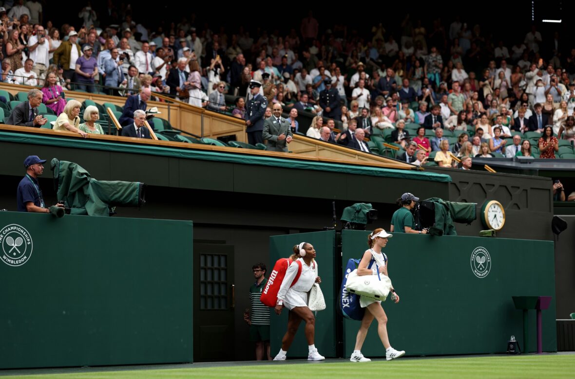 Serena Williams jogando sua primeira partida em Wimbledon em 30 de junho de 2026