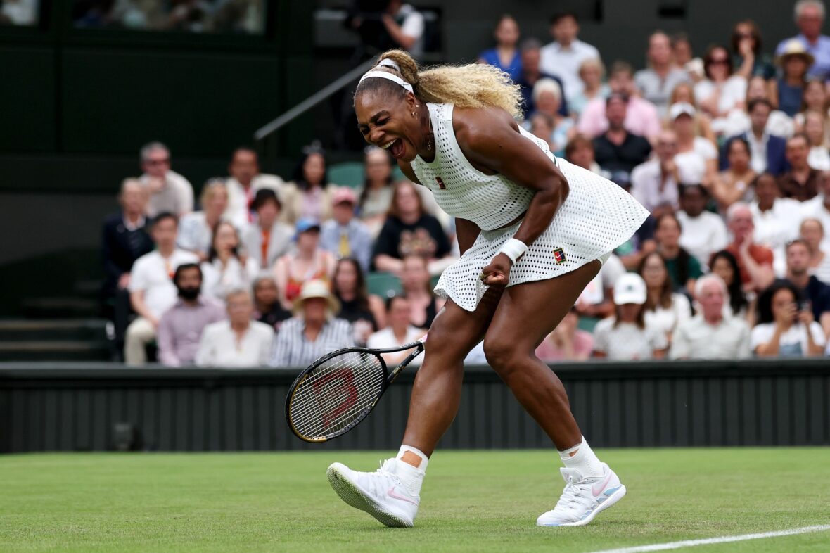 Serena Williams jogando sua primeira partida em Wimbledon em 30 de junho de 2026