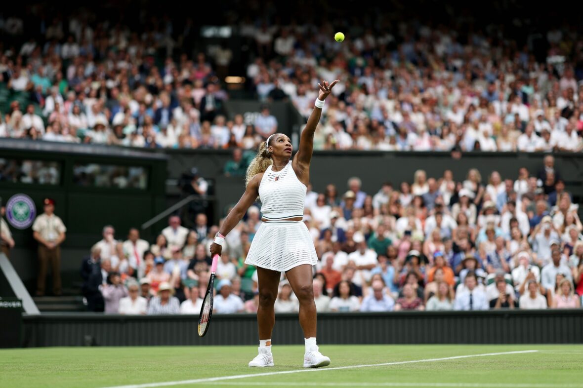 Serena Williams jogando sua primeira partida em Wimbledon em 30 de junho de 2026