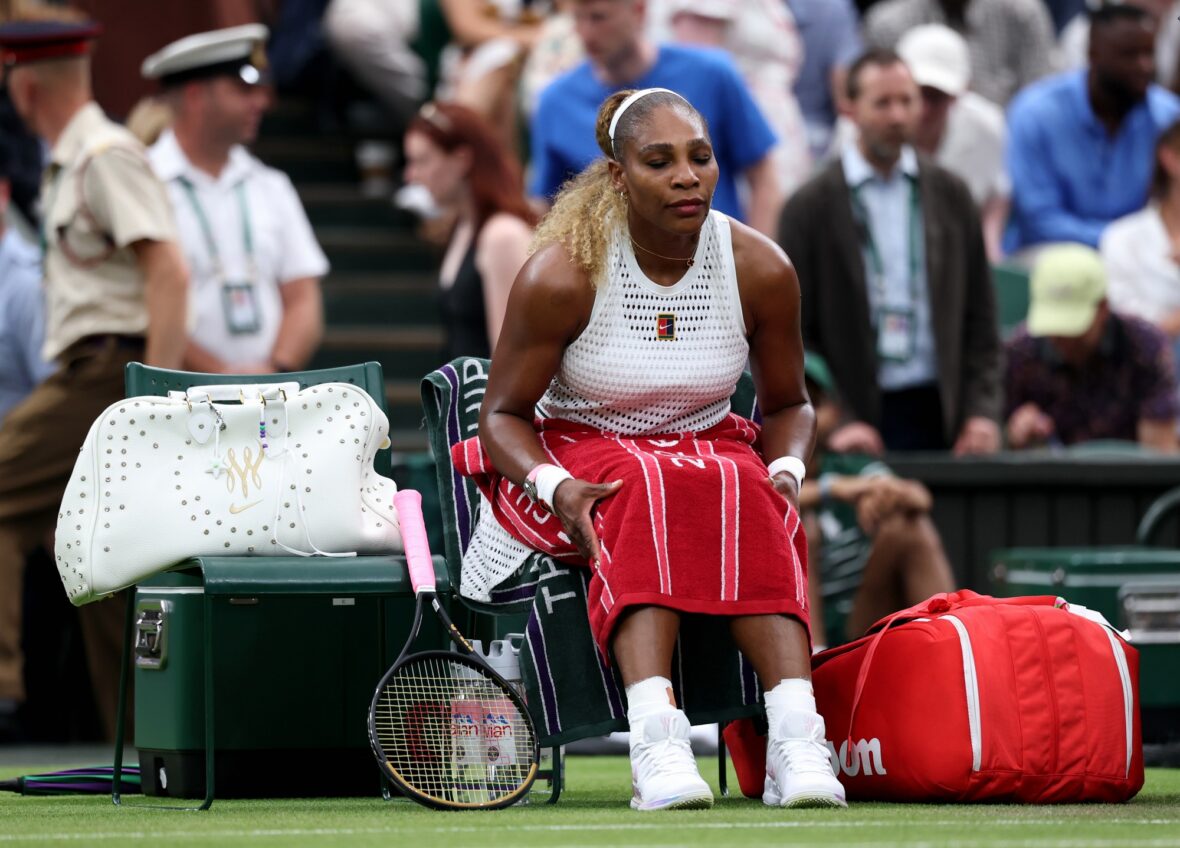 Serena Williams jogando sua primeira partida em Wimbledon em 30 de junho de 2026