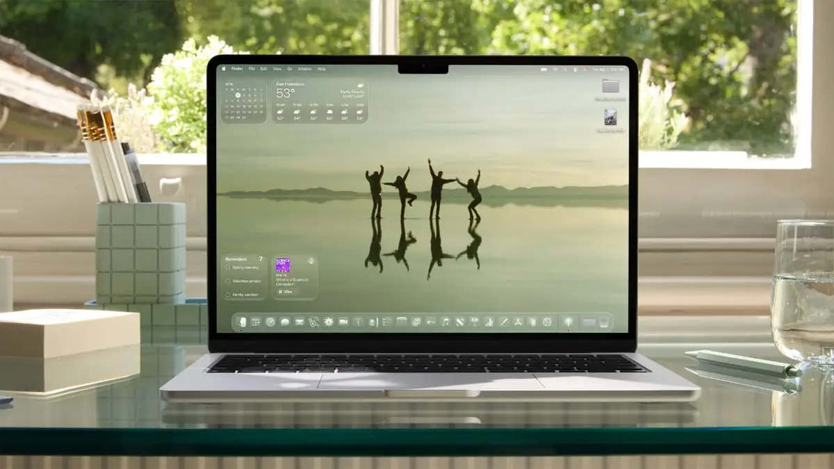 Apple logo displayed on a screen at WWDC event