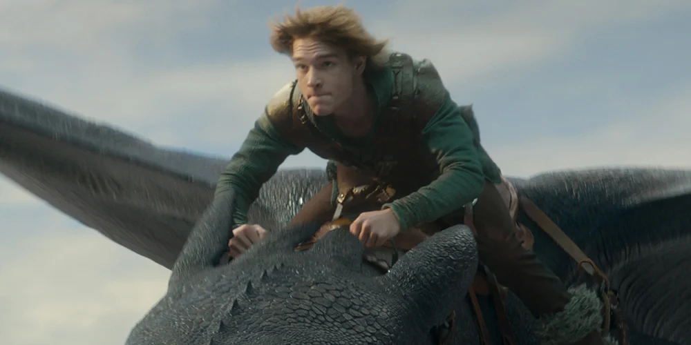 elenco de dragão Still de Mason Thames em live-action Como Treinar o Seu Dragão