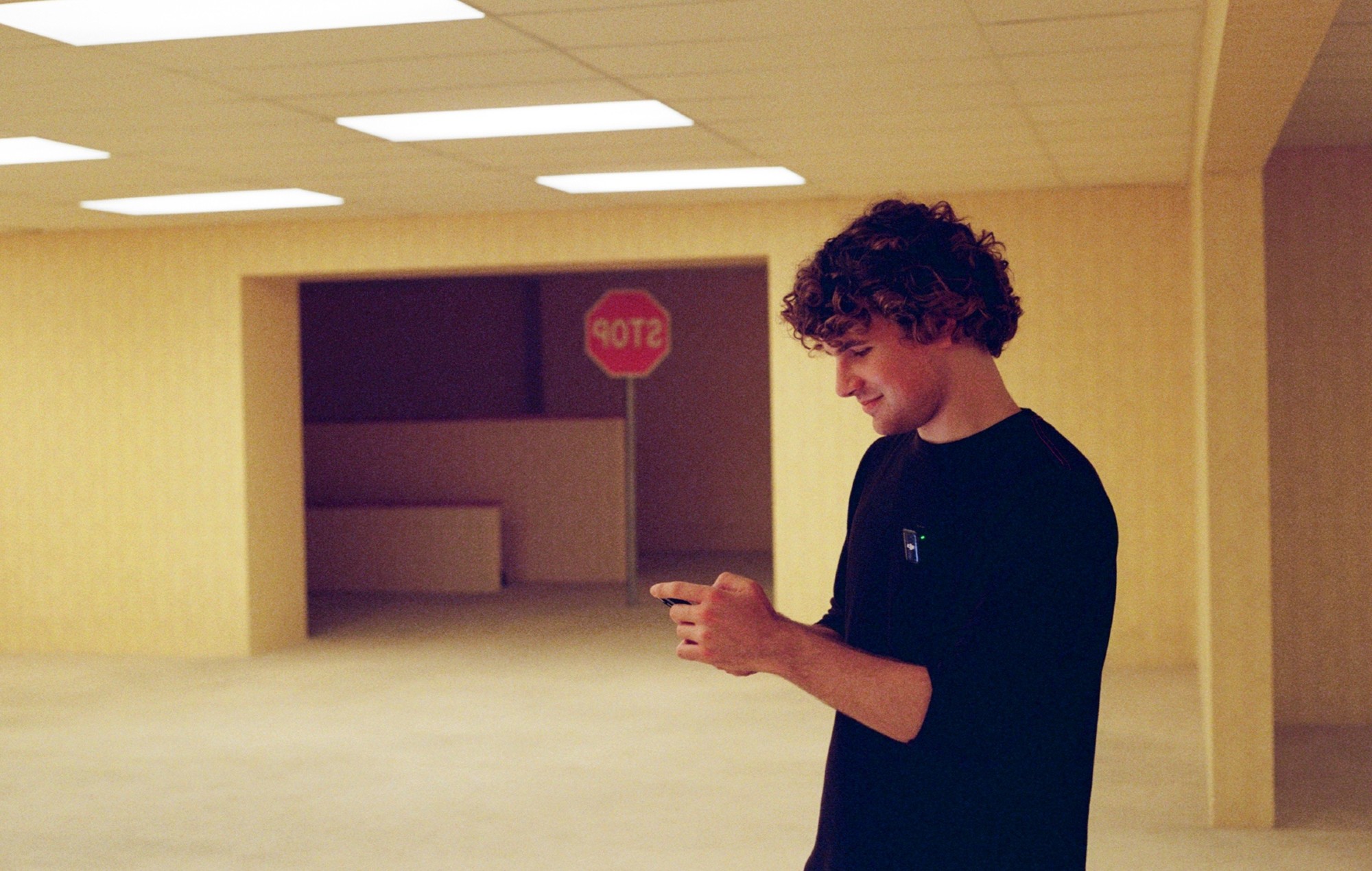 Kane Parsons on the set of 'Backrooms'. CREDIT: A24