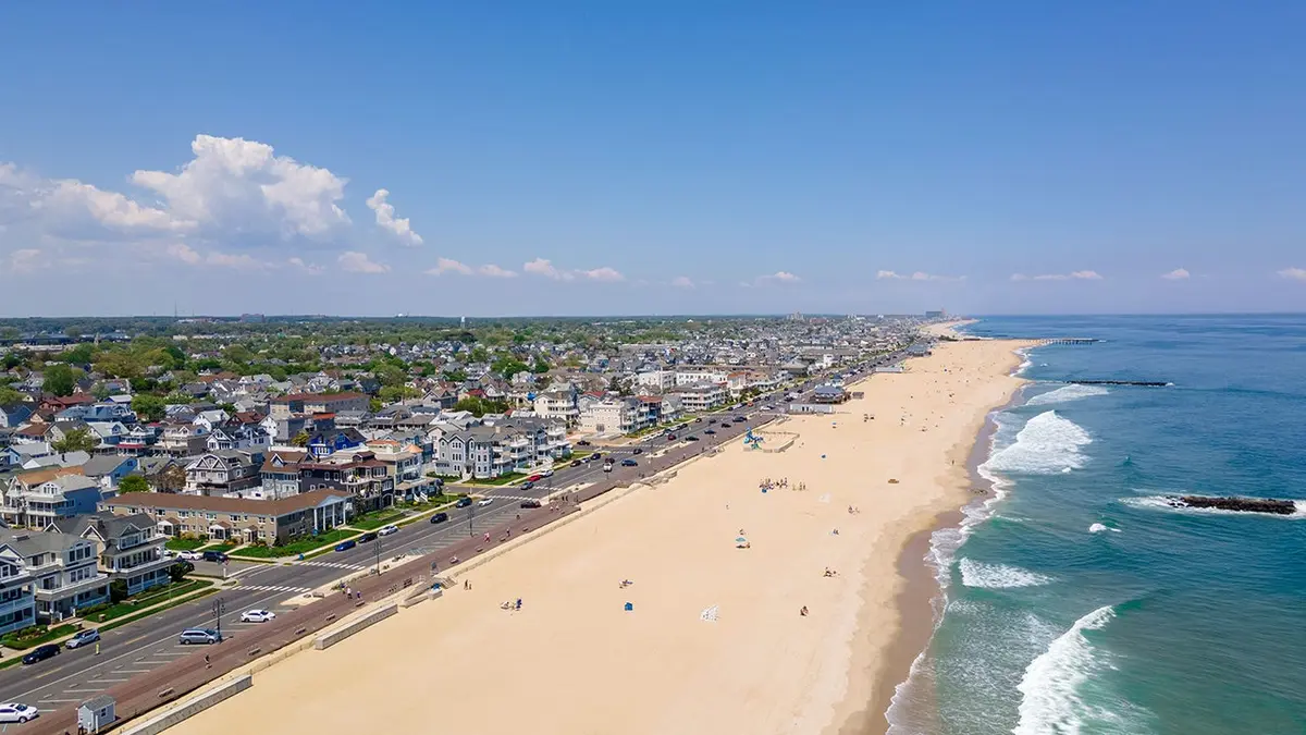 A stretch of New Jersey beach.