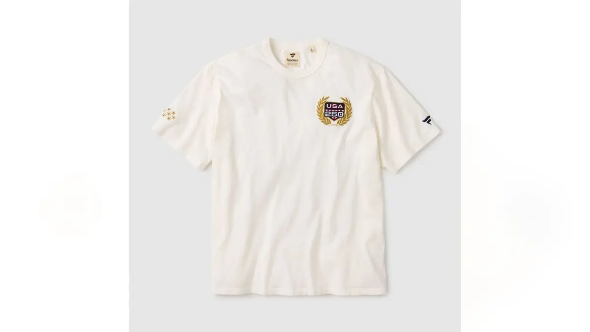 This neutral-colored shirt subtly shows your American pride.