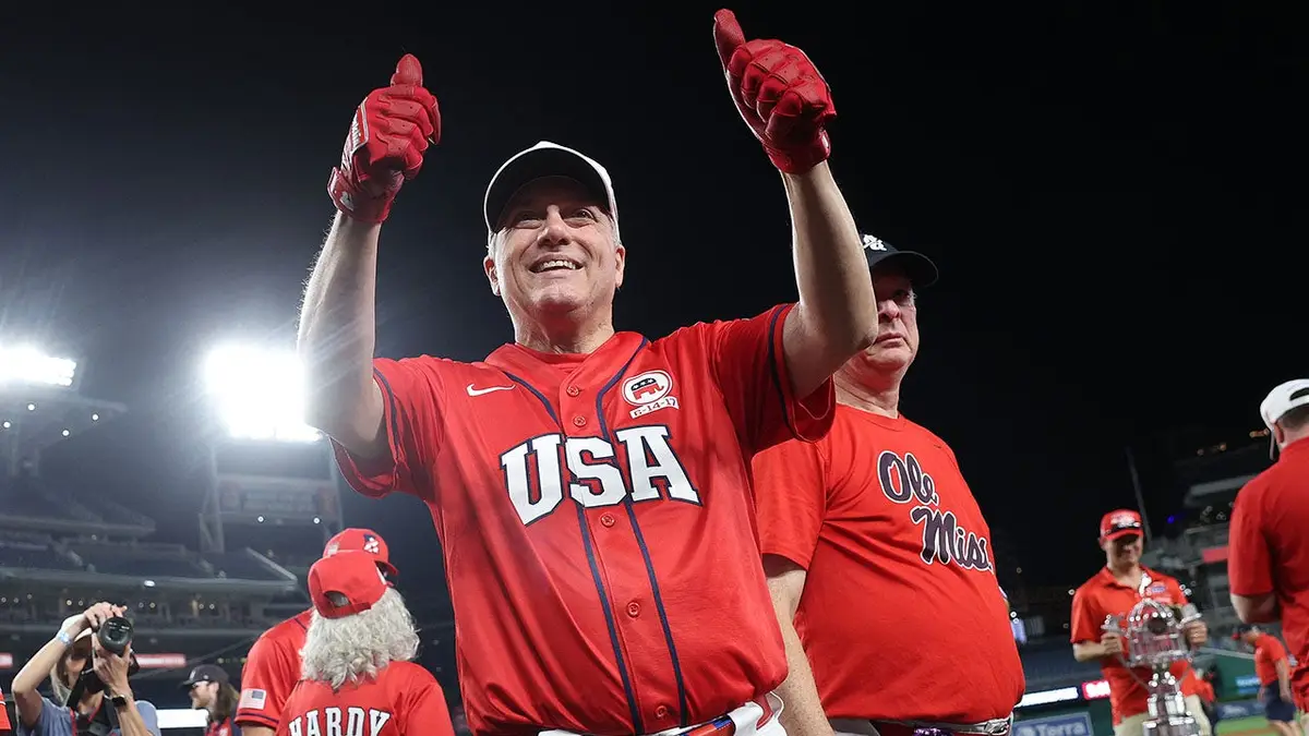 U.S. House Majority Leader Steve Scalise celebrating at Nationals Park in Washington, D.C.
