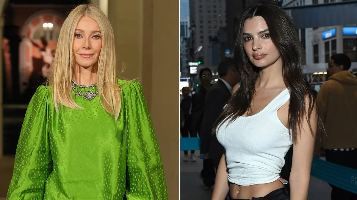 A split image of Gwyneth Paltrow and Emily Ratajkowski