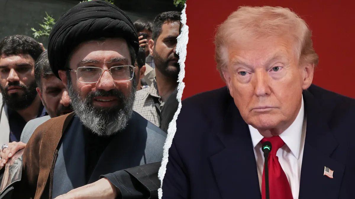 New Iranian Supreme Leader Mojtaba Khamenei and President Donald Trump in side-by-side photo.