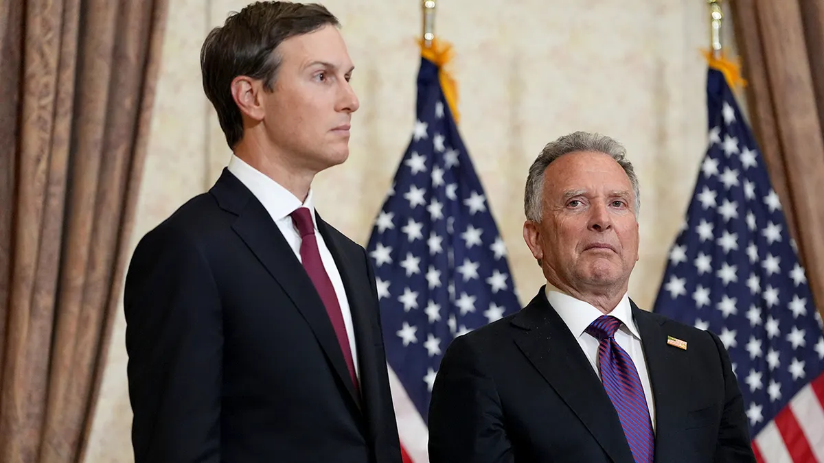 Vice President JD Vance speaking with Jared Kushner and Steve Witkoff listening in Islamabad Pakistan