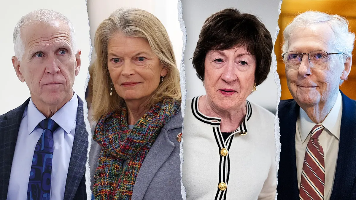 Split of Tillis, Murkowski, Collins, McConnell