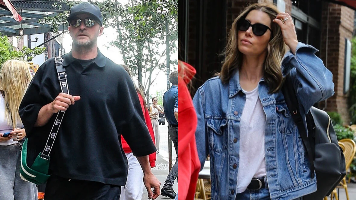 Justin Timberlake e Jessica Biel chegam ao Greenwich Hotel em Nova York