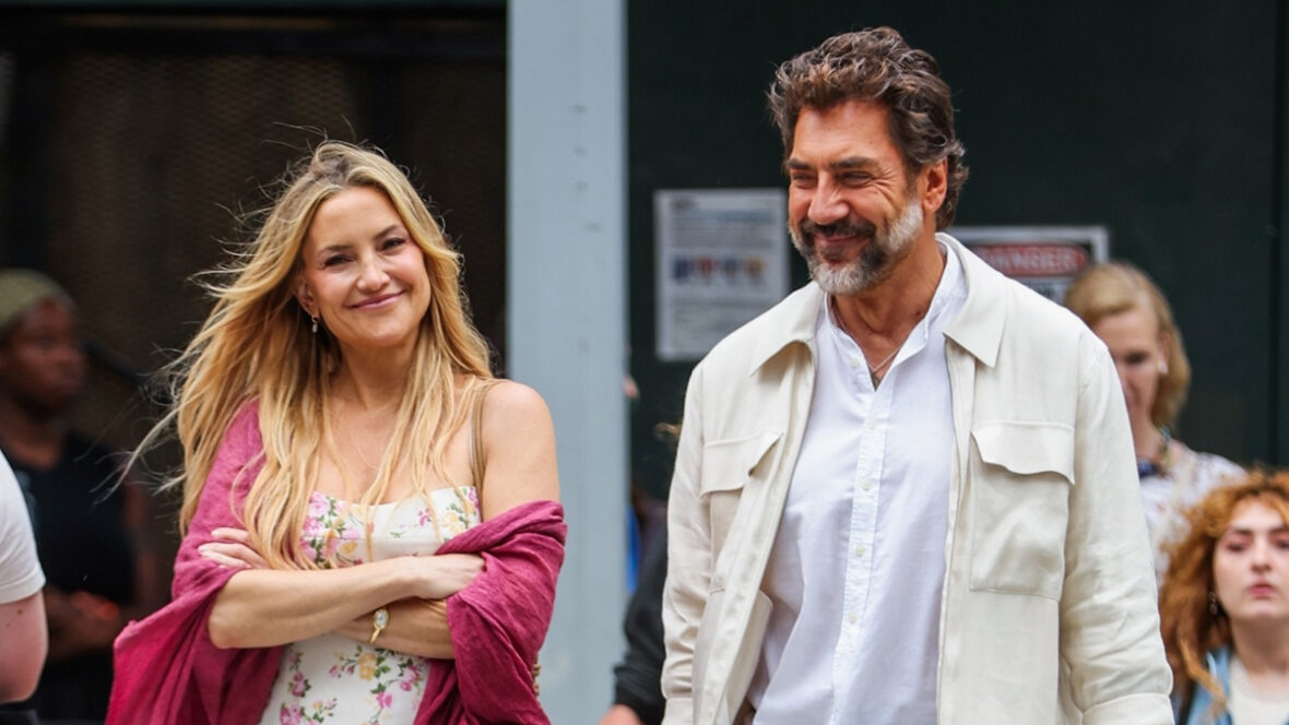 Kate Hudson e Javier Bardem no set de Hello & Paris