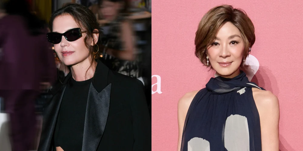 katie michelle Katie Holmes e Michelle Yeoh participam do desfile da Max Mara em Xangai